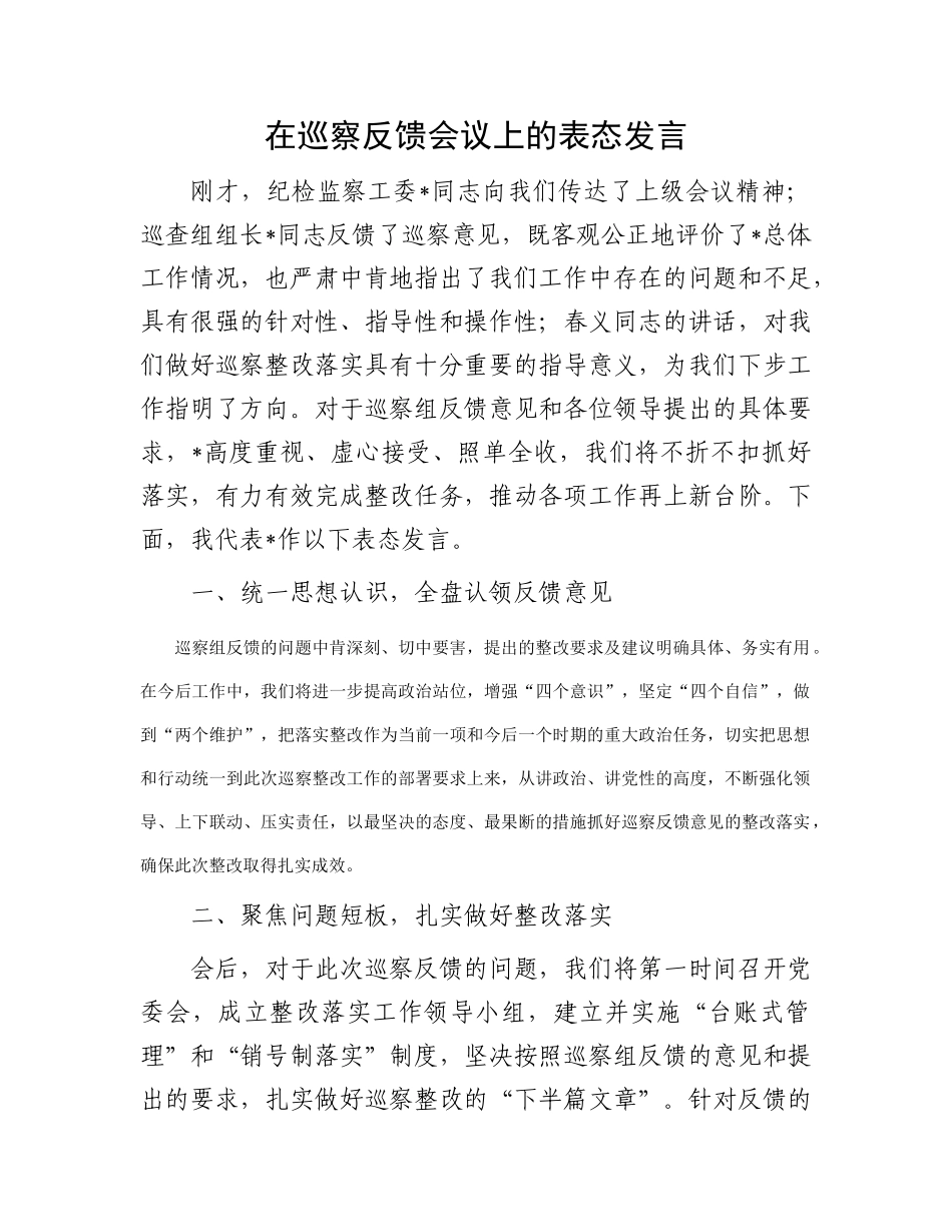在巡察反馈会议上的表态发言(5)_第1页