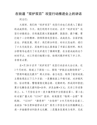 在街道“双护双百”攻坚行动推进会上的讲话有重名 166482
