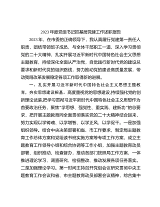 2023年度党组书记抓基层党建工作述职报告(1)
