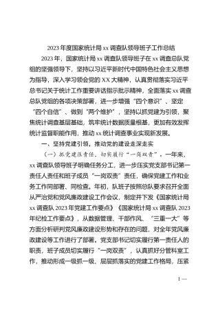 2023年度国家统计局xx调查队领导班子工作总结