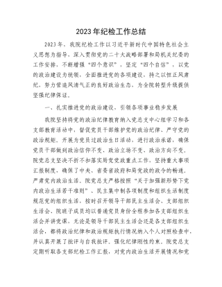 2023年纪检工作总结(1)
