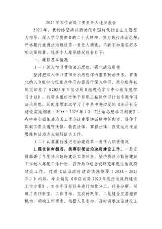 2023年市信访局主要责任人述法报告 (1)