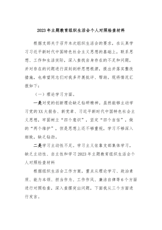 2023年主题教育组织生活会个人对照检查材料 (4)