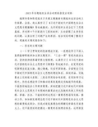 2023年专题组织生活会对照检查发言材料 (1)