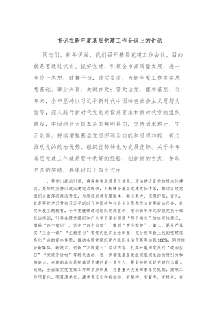 书记在新年度基层党建工作会议上的讲话