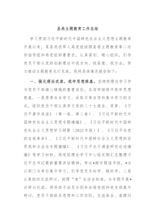 县局主题教育工作总结