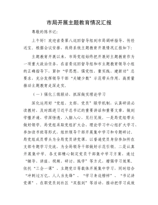 市局开展主题教育情况汇报(1)