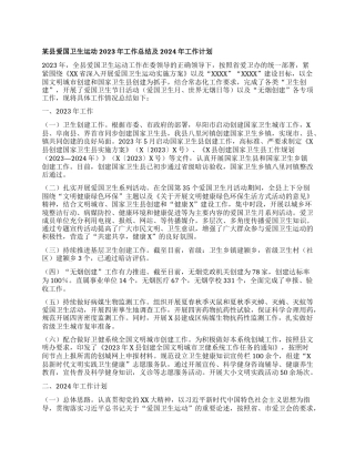 某县爱国卫生运动2023年工作总结及2024年工作计划