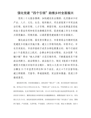 强化党建“四个引领”助推乡村全面振兴