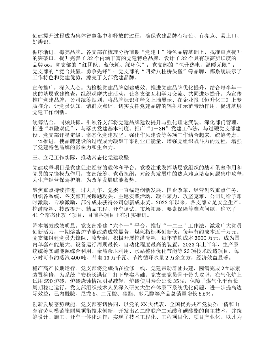 经验交流：党建领航发展， 红色赋能攻坚， 在同频共振中打造党建特色品牌_第2页