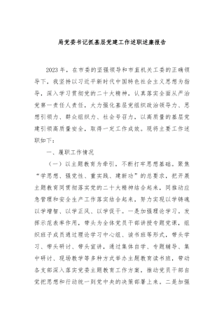 局党委书记抓基层党建工作述职述廉报告