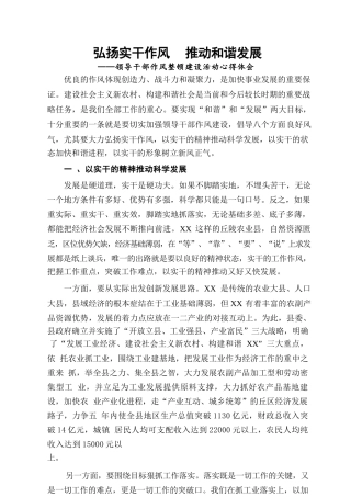 领导干部作风整顿建设心得体会