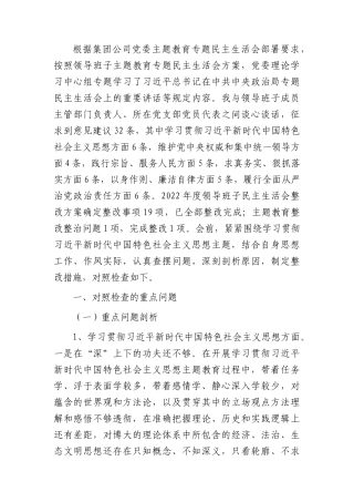 国企主题教育专题民主生活会个人对照检查（践行宗旨等6个方面）