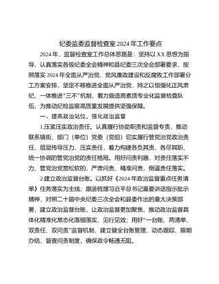 纪委监委监督检查室2024年工作要点有重名 966485