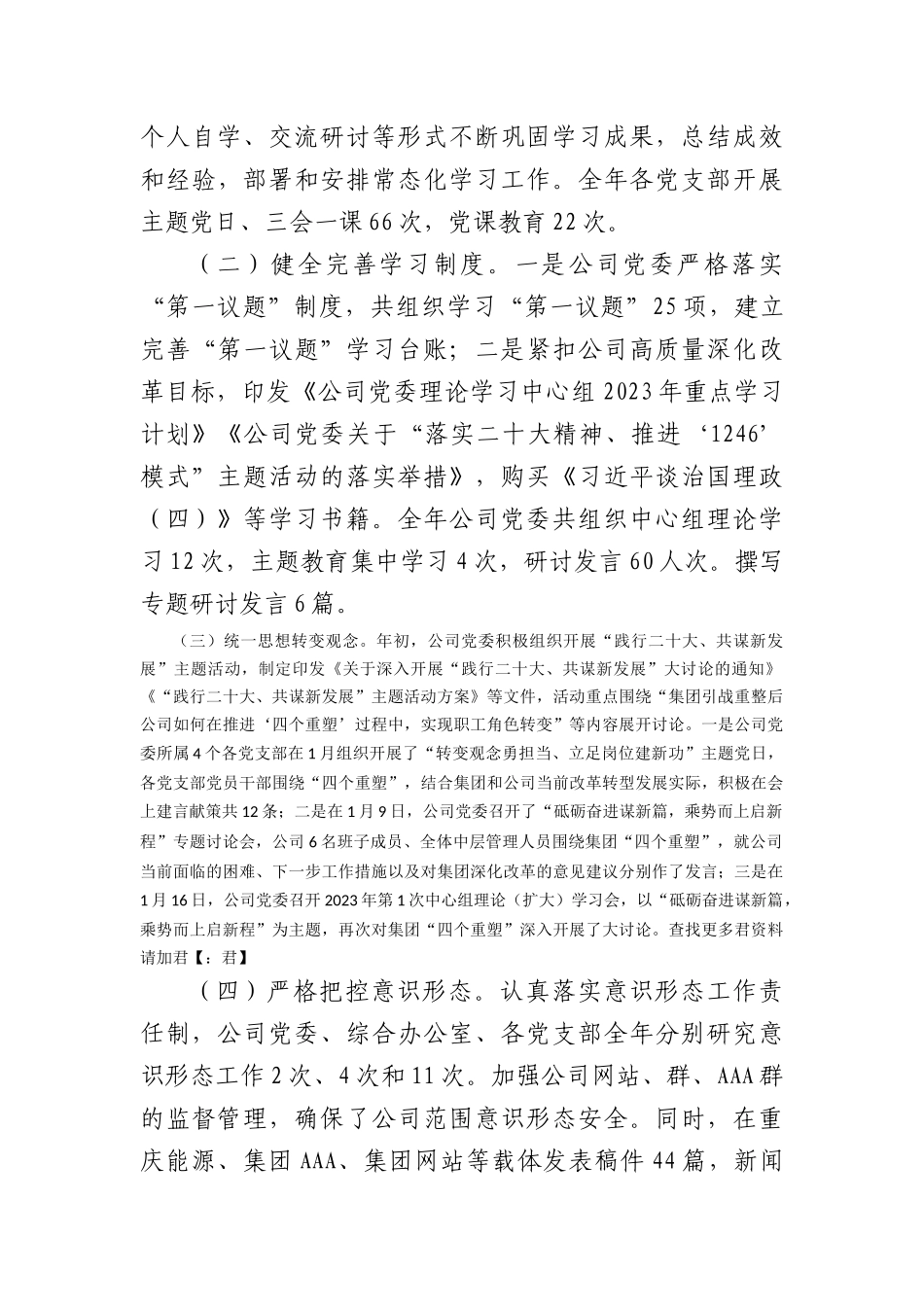 国企2023年党委工作总结和2024年工作打算_第3页