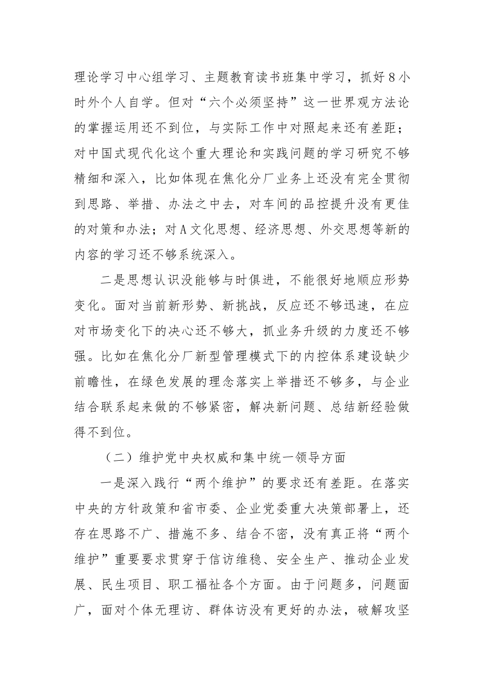 国企公司书记2023年主题教育专题民主生活会对照检查（含反面典型案例、意识形态工作、安全生产隐患排查整治和汲取安全生产事故教训）_第2页
