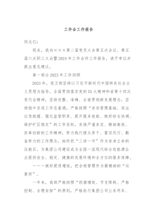 工作会工作报告