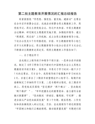 第二批主题教育开展情况的汇报总结报告