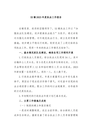 XX镇2023年度执法工作报告(2)