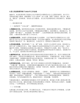 X县人民法院领导班子2023年工作总结(1)
