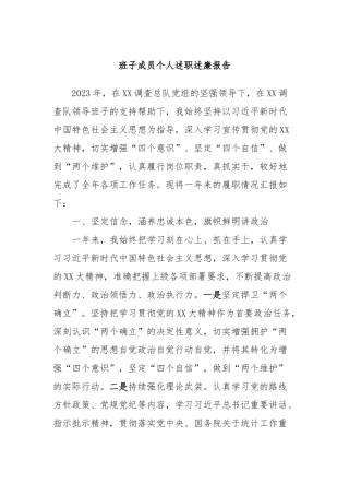 班子成员个人述职述廉报告