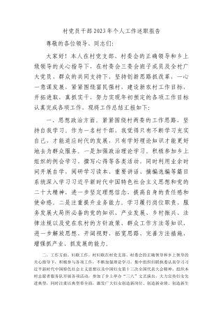 村干部2023年个人工作述职报告（总结）