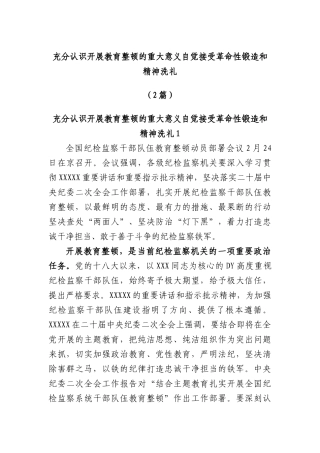 (2篇)充分认识开展教育整顿的重大意义 自觉接受革命性锻造和精神洗礼