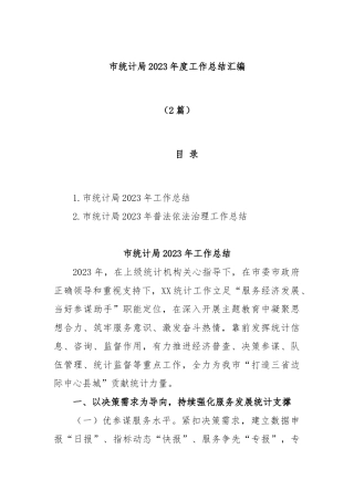 (2篇)市统计局2023年度工作总结汇编