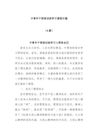 (4篇)中青年干部培训班学习感悟汇编