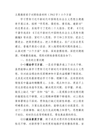 （班子）主题教育班子对照检查材料