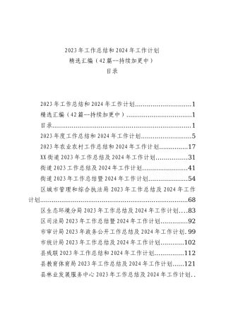 【42篇】2023年工作总结和2024年工作计划精选范文汇编
