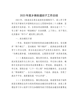 2023年度乡镇街道班子工作总结(1)