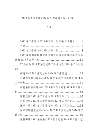 2023年工作总结2024年工作计划汇编（21篇）