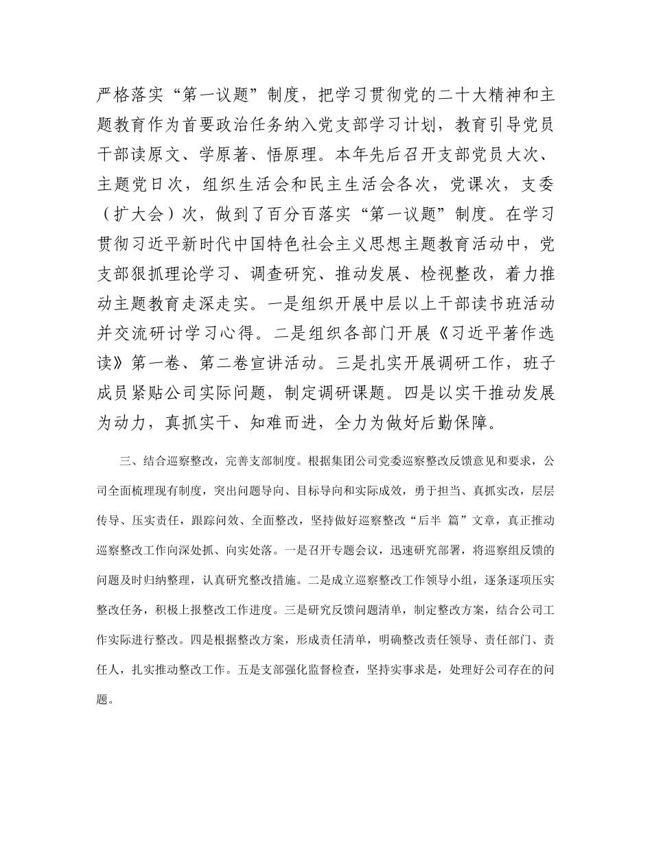 2023年公司支部党建工作总结_第2页