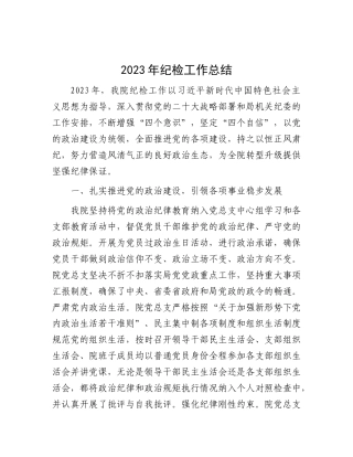 2023年纪检工作总结(1)