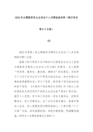 2023年主题教育民主生活会个人对照检查材料（践行宗旨等6个方面） (8)