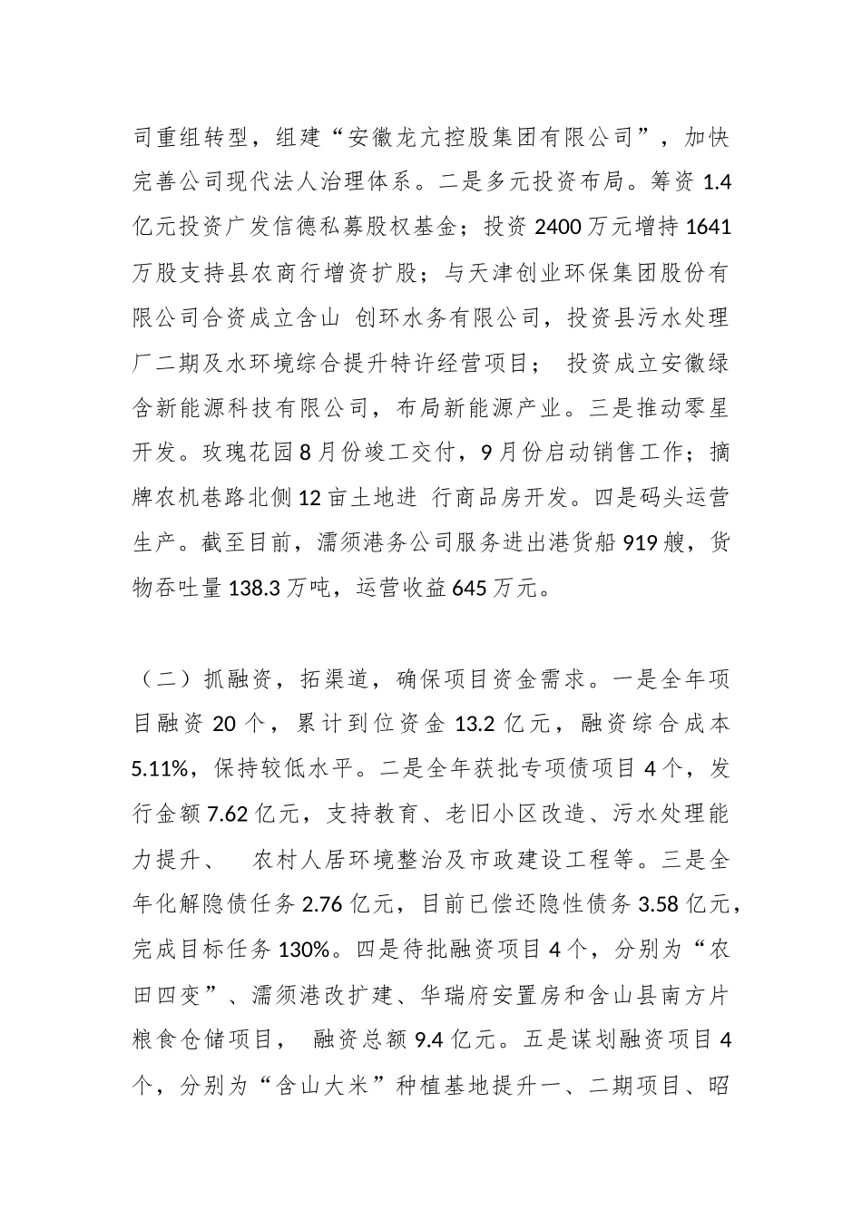 安徽龙亢控股集团有限公司2023年工作总结和2024年工作重点_第2页