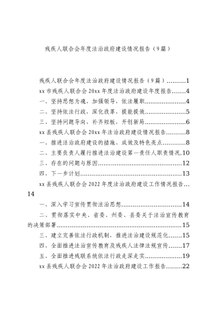 残疾人联合会 年度法治政府建设情况报告汇编（9篇）