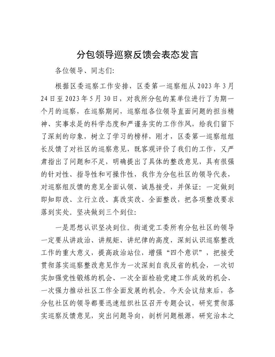 分包领导巡察反馈会表态发言_第1页