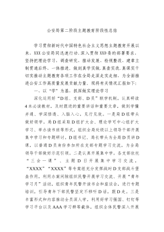 公安局第二阶段主题教育阶段性总结有重名 619381
