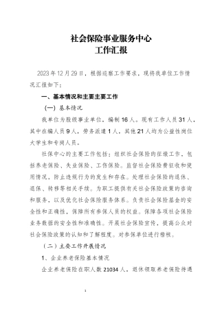 社保中心巡查汇报