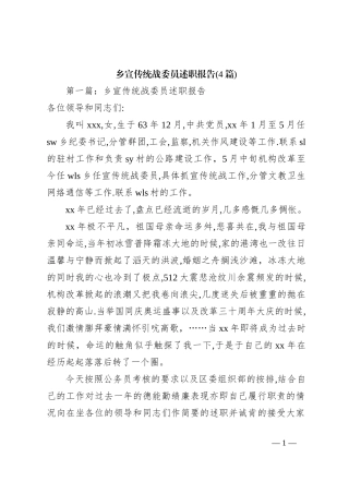 (4篇)乡宣传统战委员述职报告