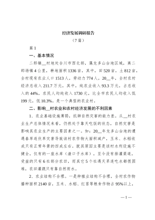 （7篇）经济发展调研报告