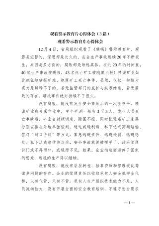 （3篇）观看警示教育片心得体会