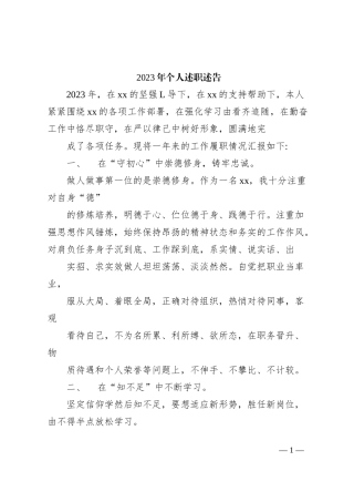 2023年个人述职述告
