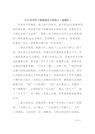 2024年青年干部座谈会上的发言稿（选调生）