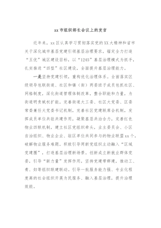 xx市组织部长会议上的发言稿 (2)