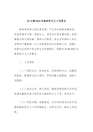 XX乡镇2024年森林防灭火工作要点