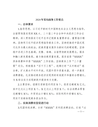 2024年某局商务工作要点