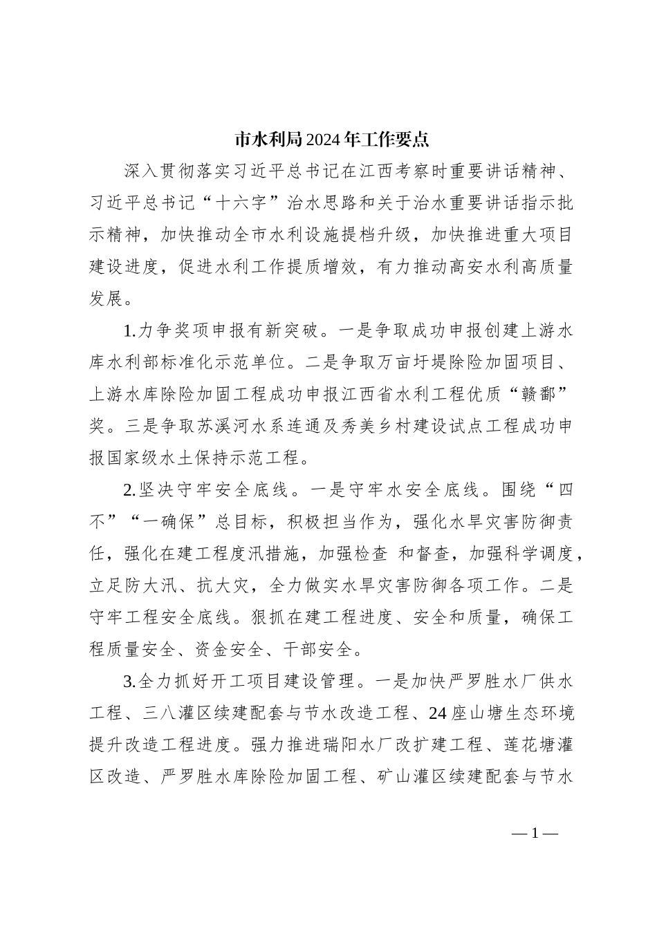 市水利局2024年工作要点_第1页